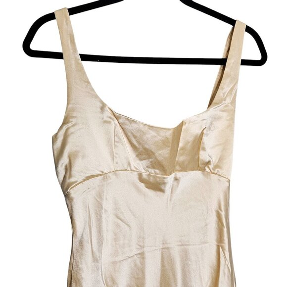 House of CB Vittoria Maxi Gown Champagne Ivory Chiffon Satin Floor Length Size M - Picture 6 of 16